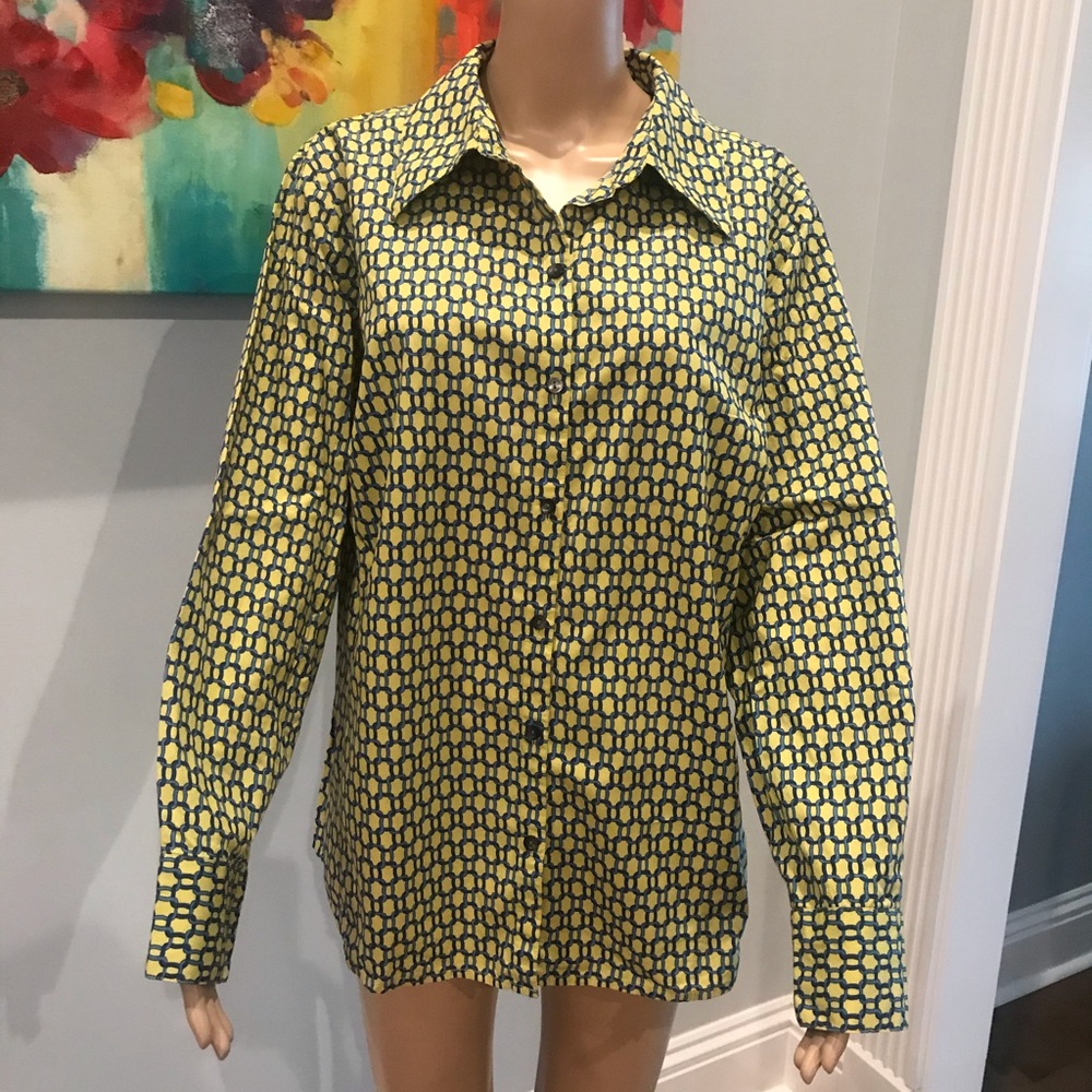Awesome blouse!! size 16W lime green and blue